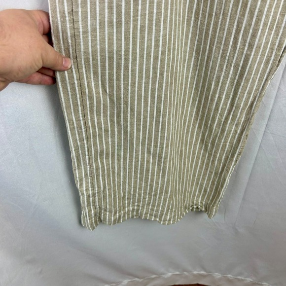 Beach Lunch Lounge Florencia Tie Waist Linen Pants Large Tan Stripe Wide Leg - Picture 7 of 11
